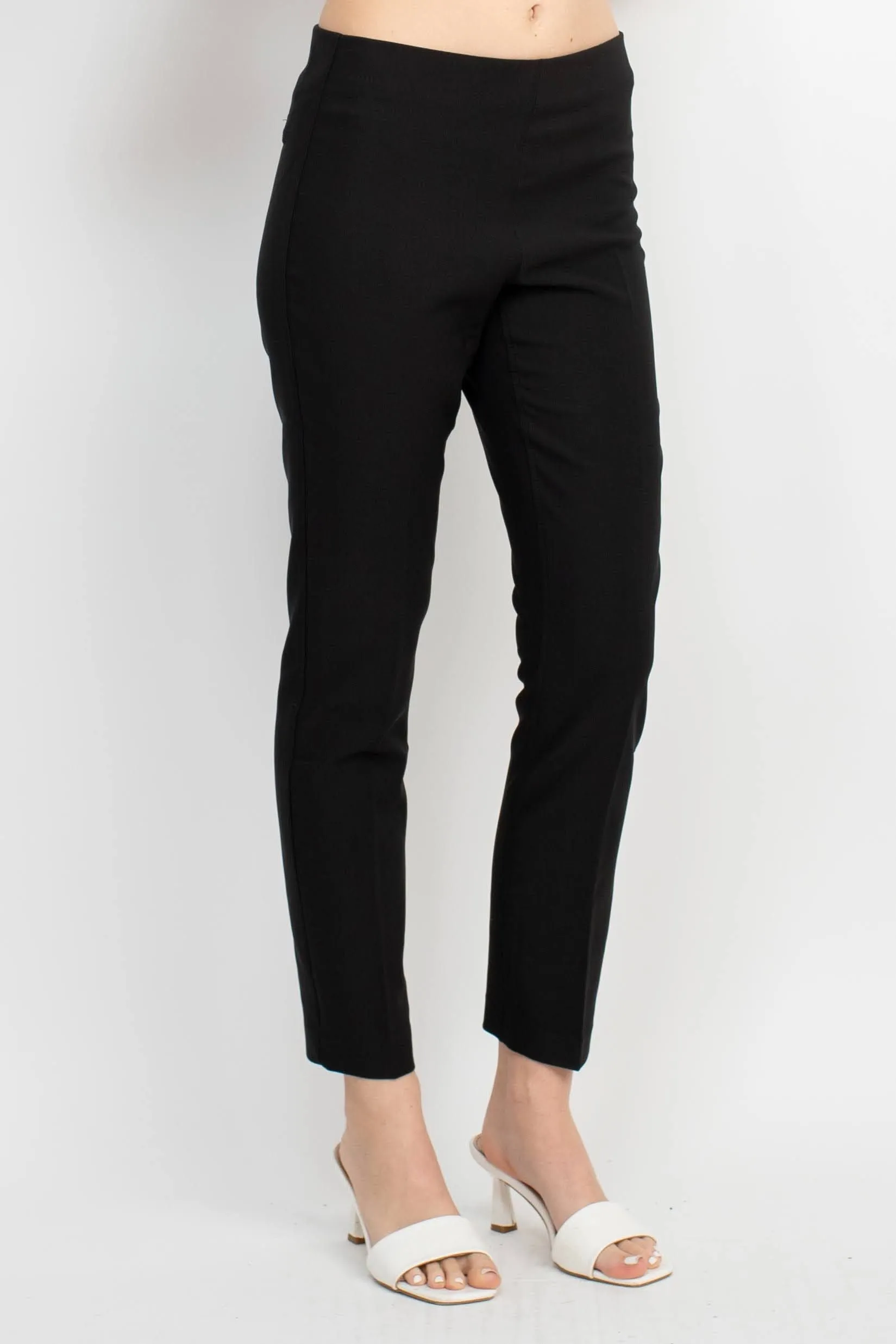 Adrianna Papell Mid Waist Solid Bi-Stretch Pull On Skinny Stretch Crepe Pants by Curated Brands