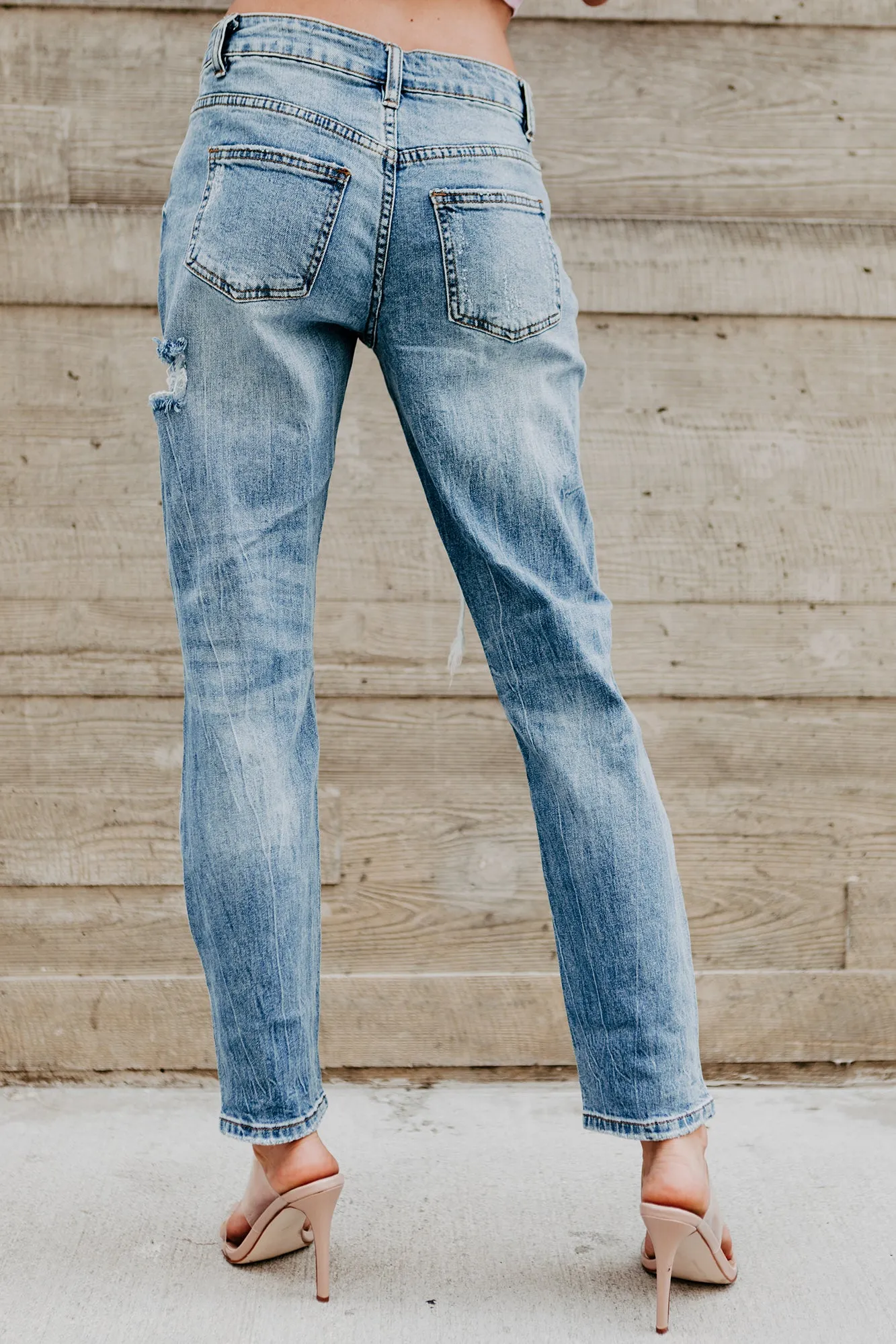 As You Wish Mid-Rise Distressed Boyfriend Jeans (Medium)