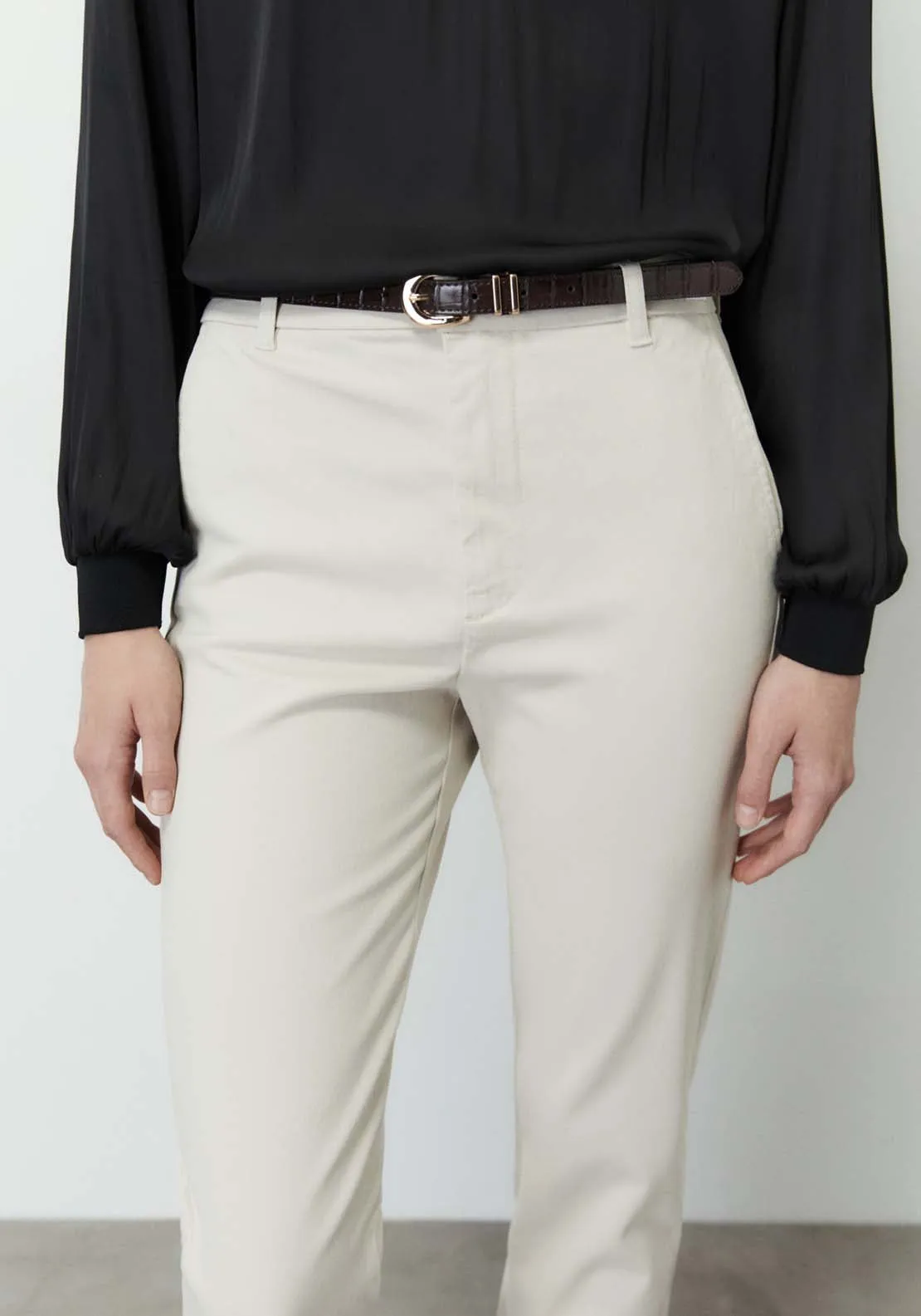 Belted chino trousers - Stone