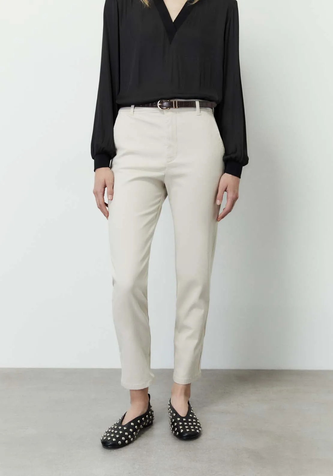 Belted chino trousers - Stone