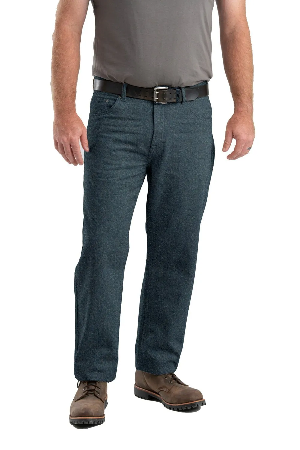 Berne Mens Classic Stone Wash Cotton Blend Heritage Flex Relaxed Fit Jeans