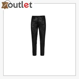 BLACK LACE-UP LEATHER PANTS