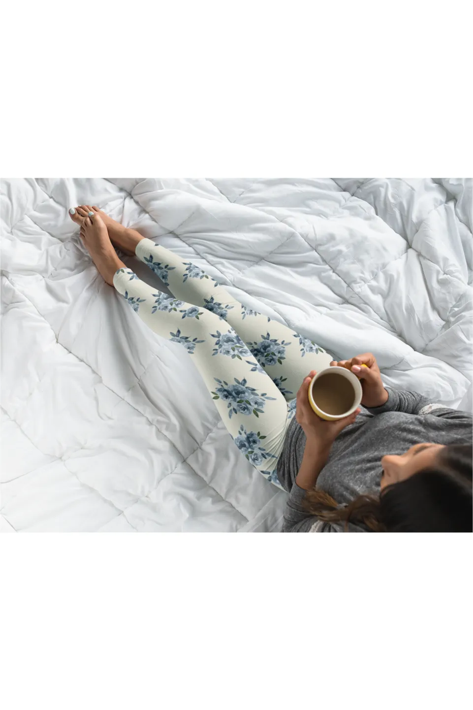 Blue Floral on Sweet Corn Premium Leggings