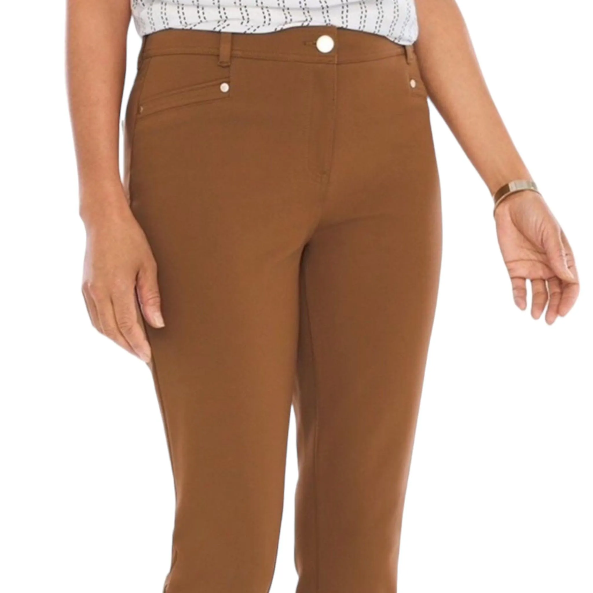 Brandy Brown Mid-Rise Tapered Ankle Trouser Pants