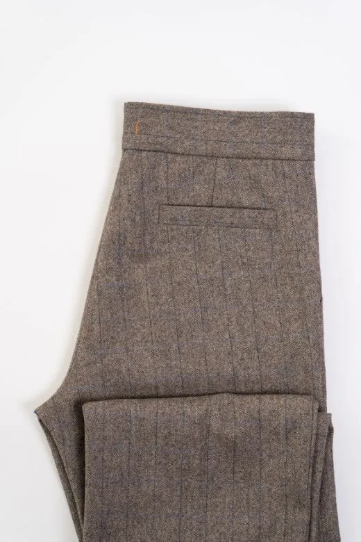 Brown Pinstripe Irish Tweed Trousers