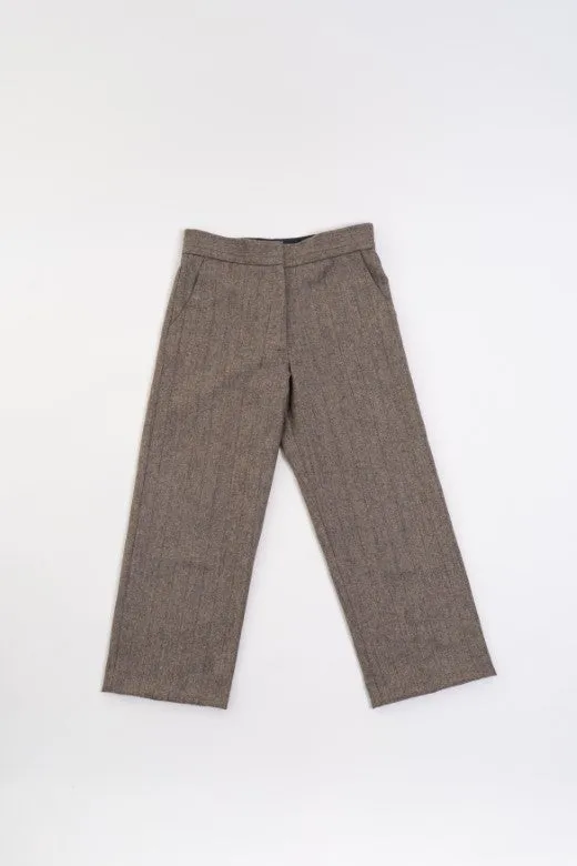 Brown Pinstripe Irish Tweed Trousers