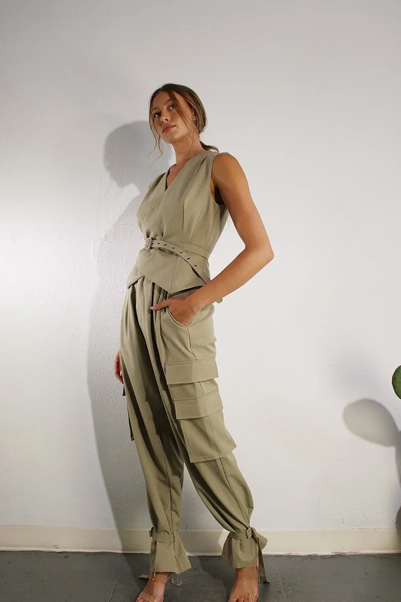 Cargo-Style High-Waisted Pants