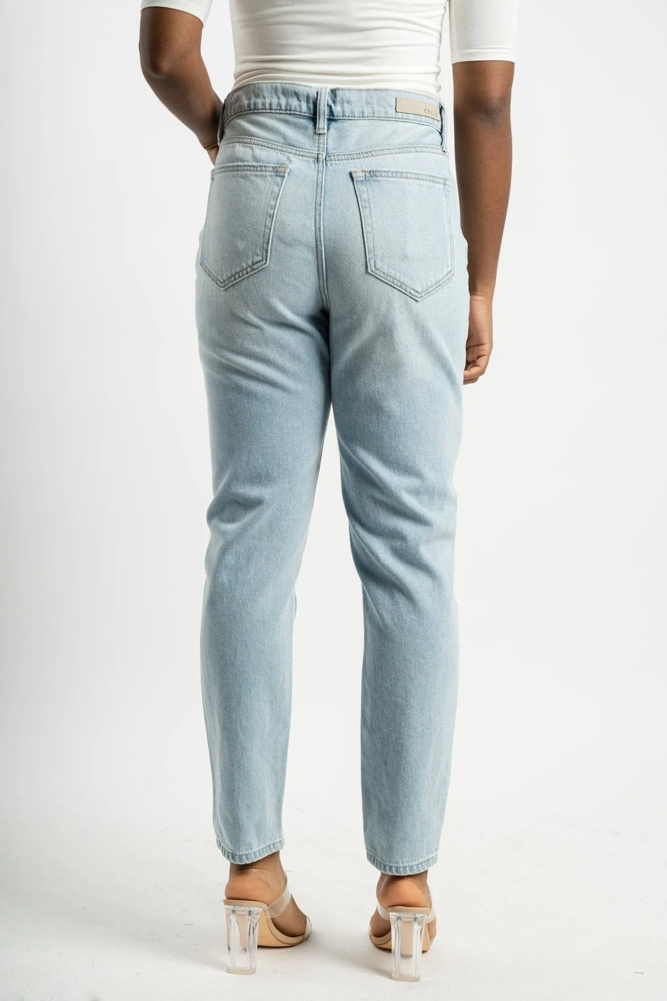 Cello high rise slim straight jeans light denim