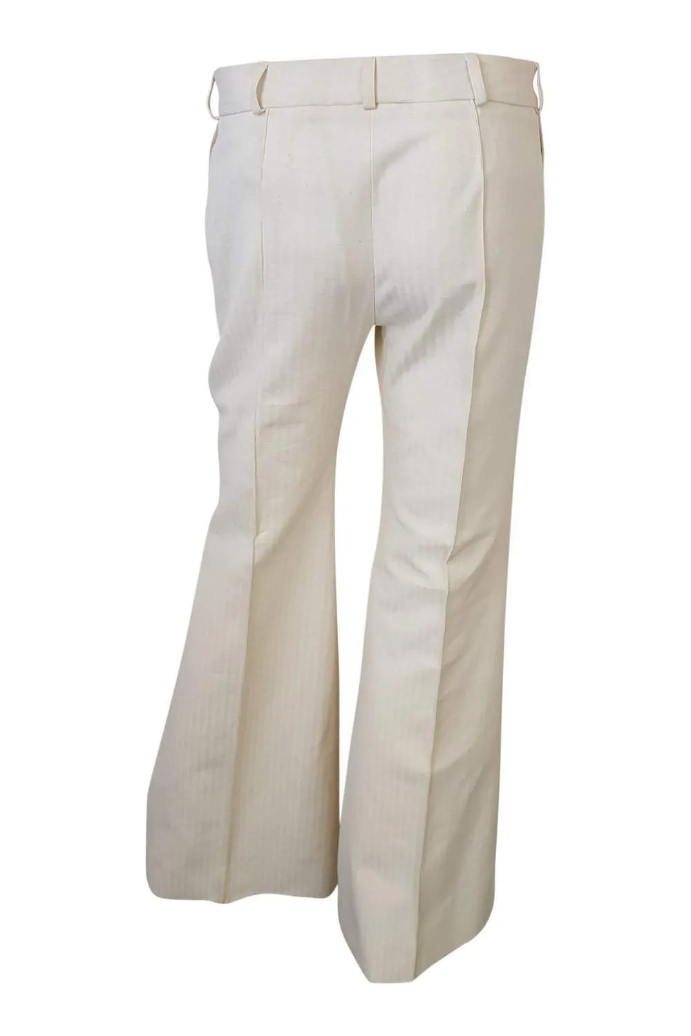 CHLOE Cream Cotton Pinstripe Bootleg Trousers (T 36)