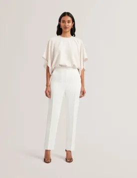 Cloat Contrast Satin Tapered Tailored Trous White