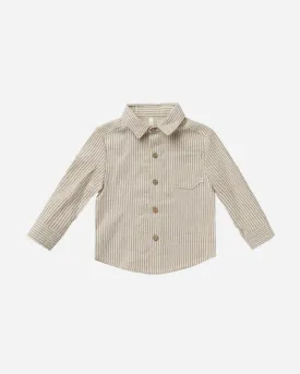 Collared Long Sleeve  Shirt | Brass Stripe - LAST 6/12M & 12/18M