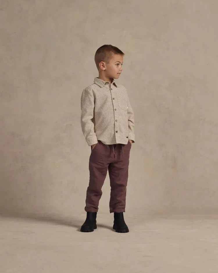 Collared Long Sleeve  Shirt | Brass Stripe - LAST 6/12M & 12/18M