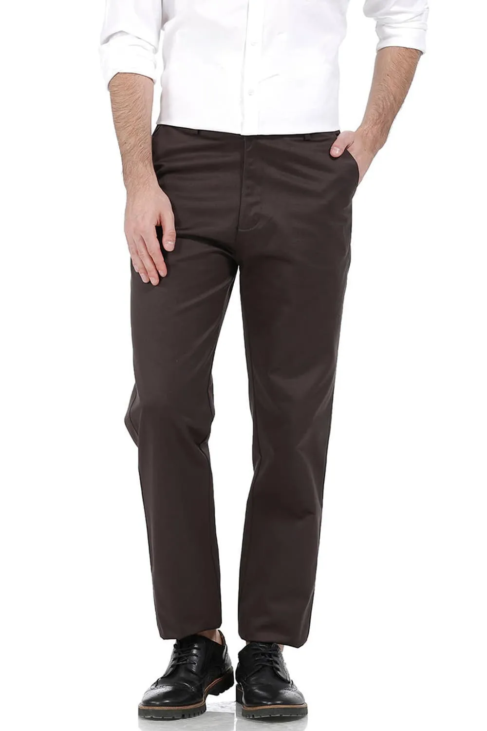 Comfort Fit Satin Weave Poly Cotton Trousers