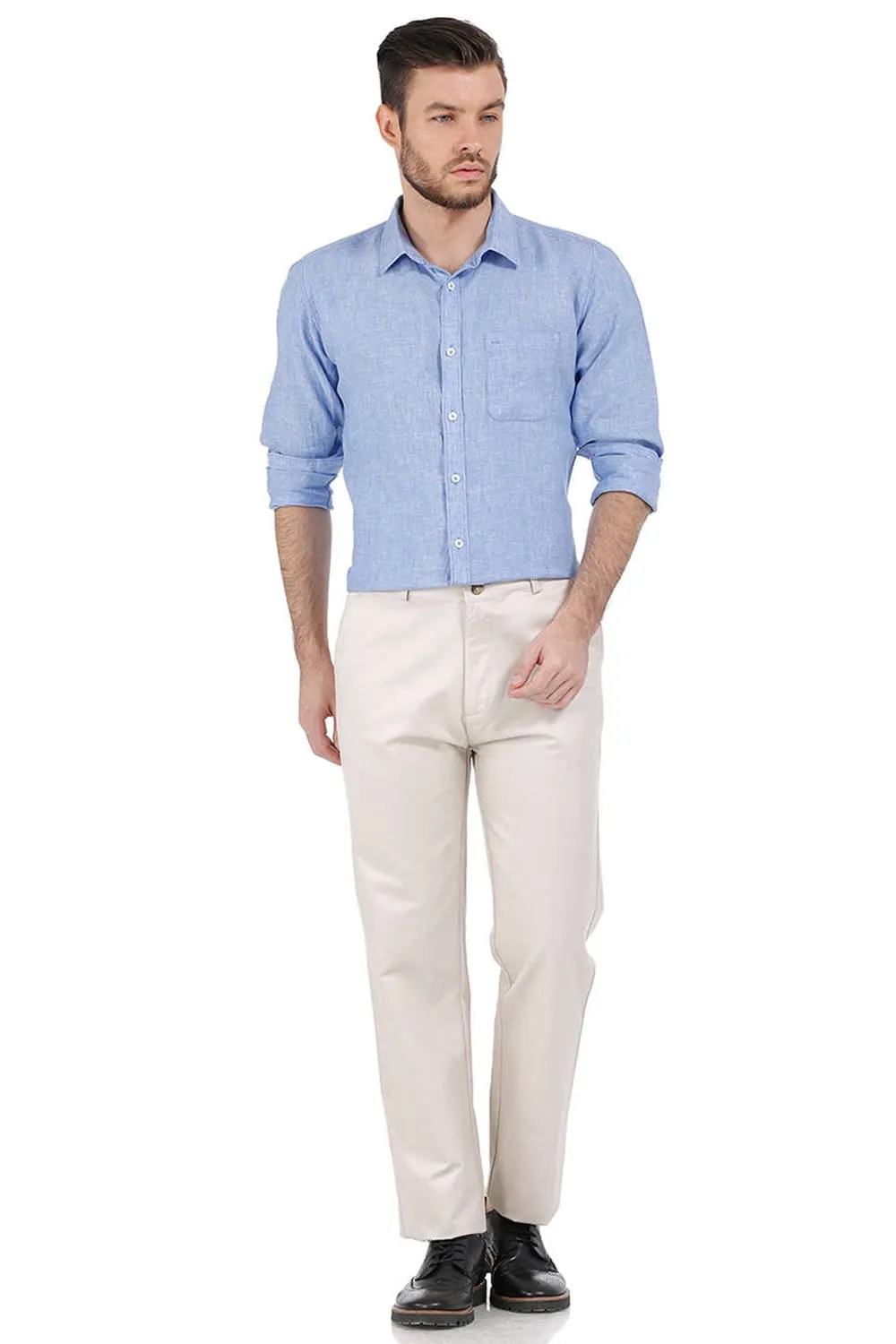 Comfort Fit Satin Weave Poly Cotton Trousers