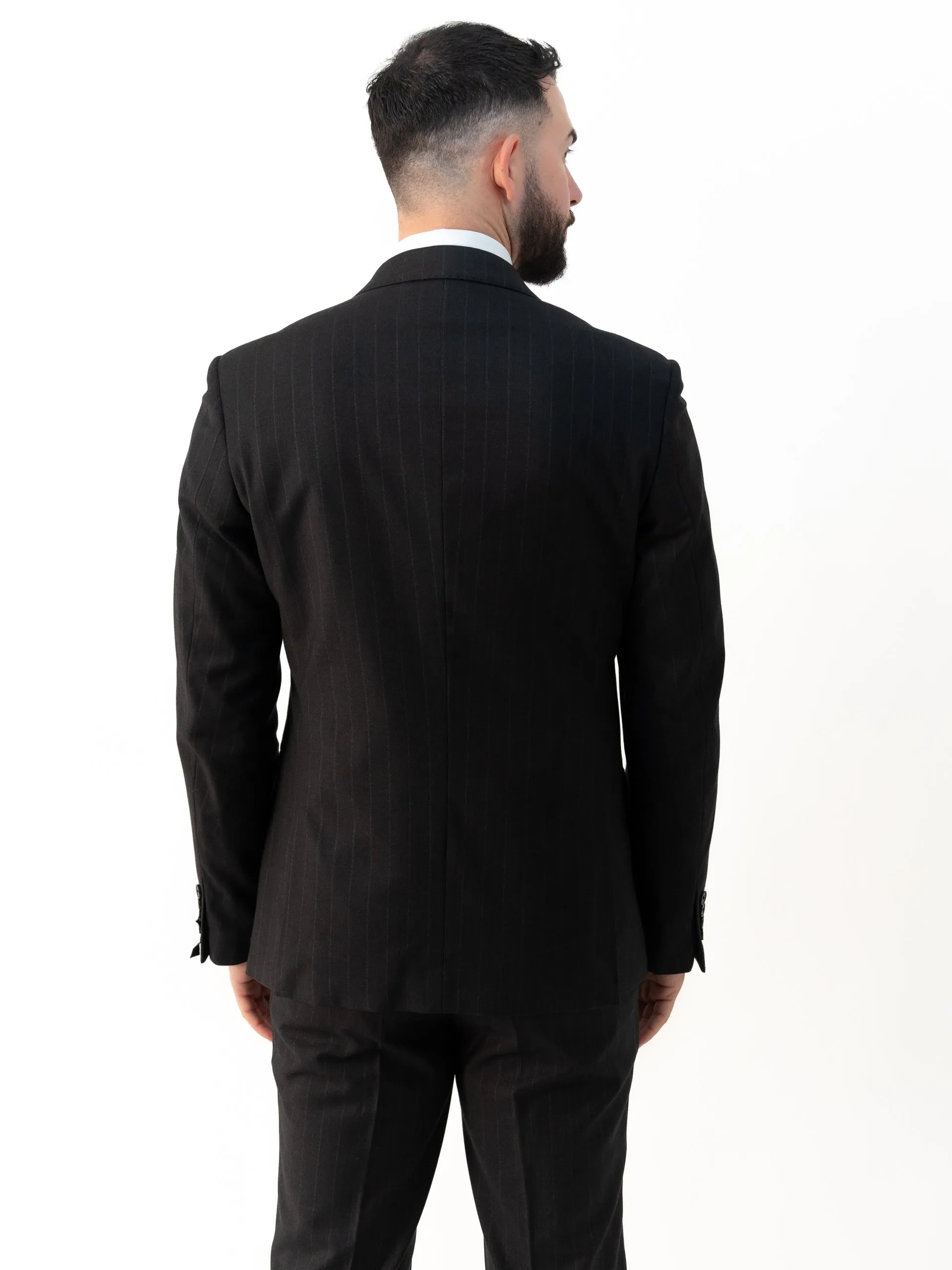 Connor Black Pinstripe Double Breasted Two Piece Suit