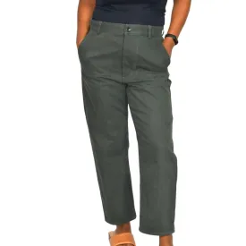 COS Pants Olive Green Button Fly Trousers High Waist Ankle Straight Chino Size 6