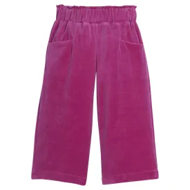 Cropped Palazzo Pants - Magenta Velour