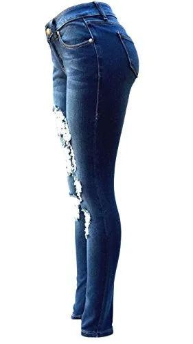 David-k Premium Blue Denim Stretch Jeans Destroy Skinny Ripped Distressed Pants (9)