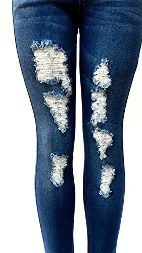 David-k Premium Blue Denim Stretch Jeans Destroy Skinny Ripped Distressed Pants (9)