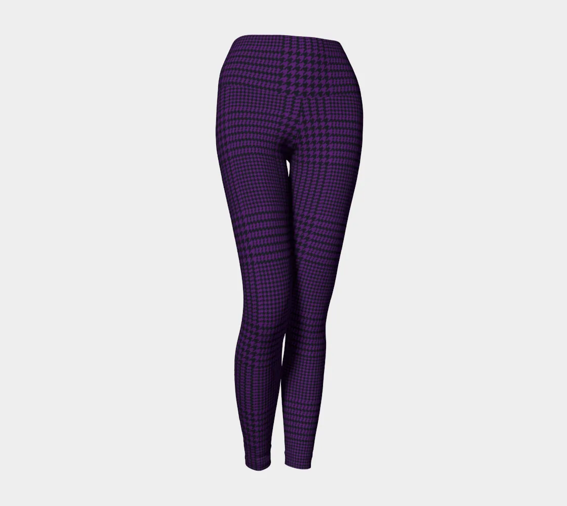 Deep Purple Houndstooth Yoga Leggings