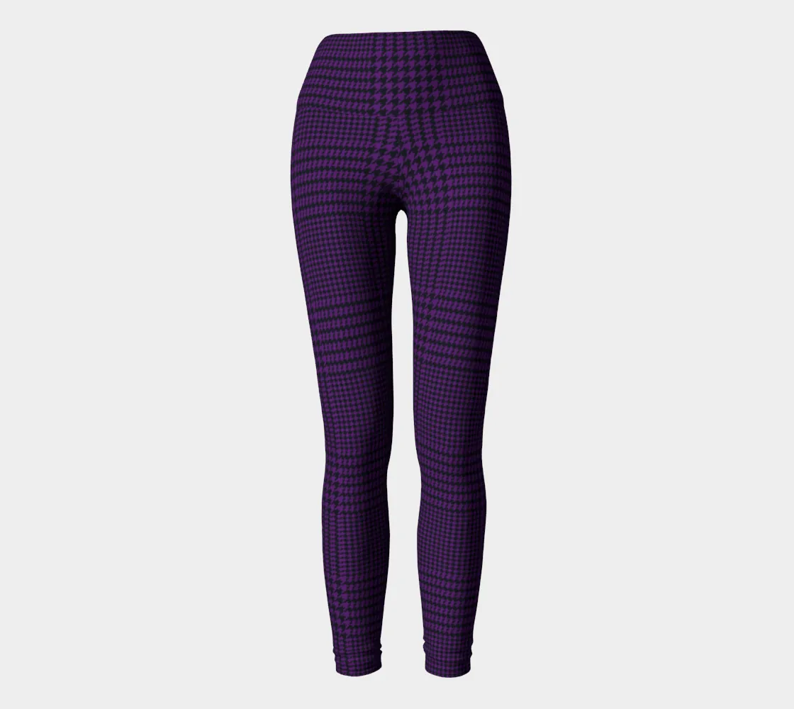 Deep Purple Houndstooth Yoga Leggings