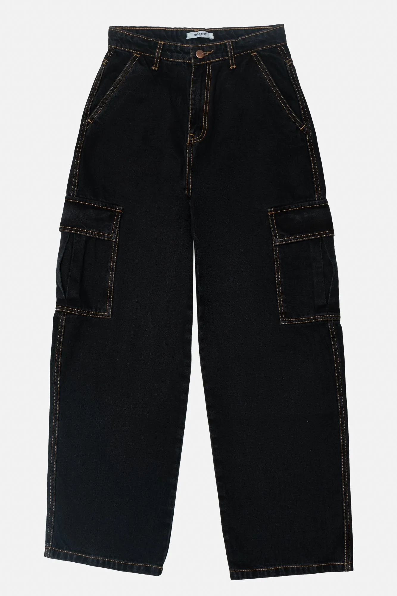 Denim Contrast Stitch Baggy Cargo