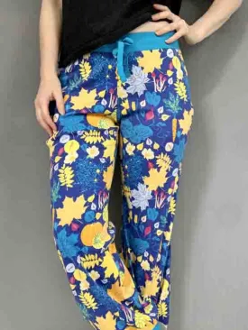 DUNS Adult Baggy Pants - Fall Flowers Blue