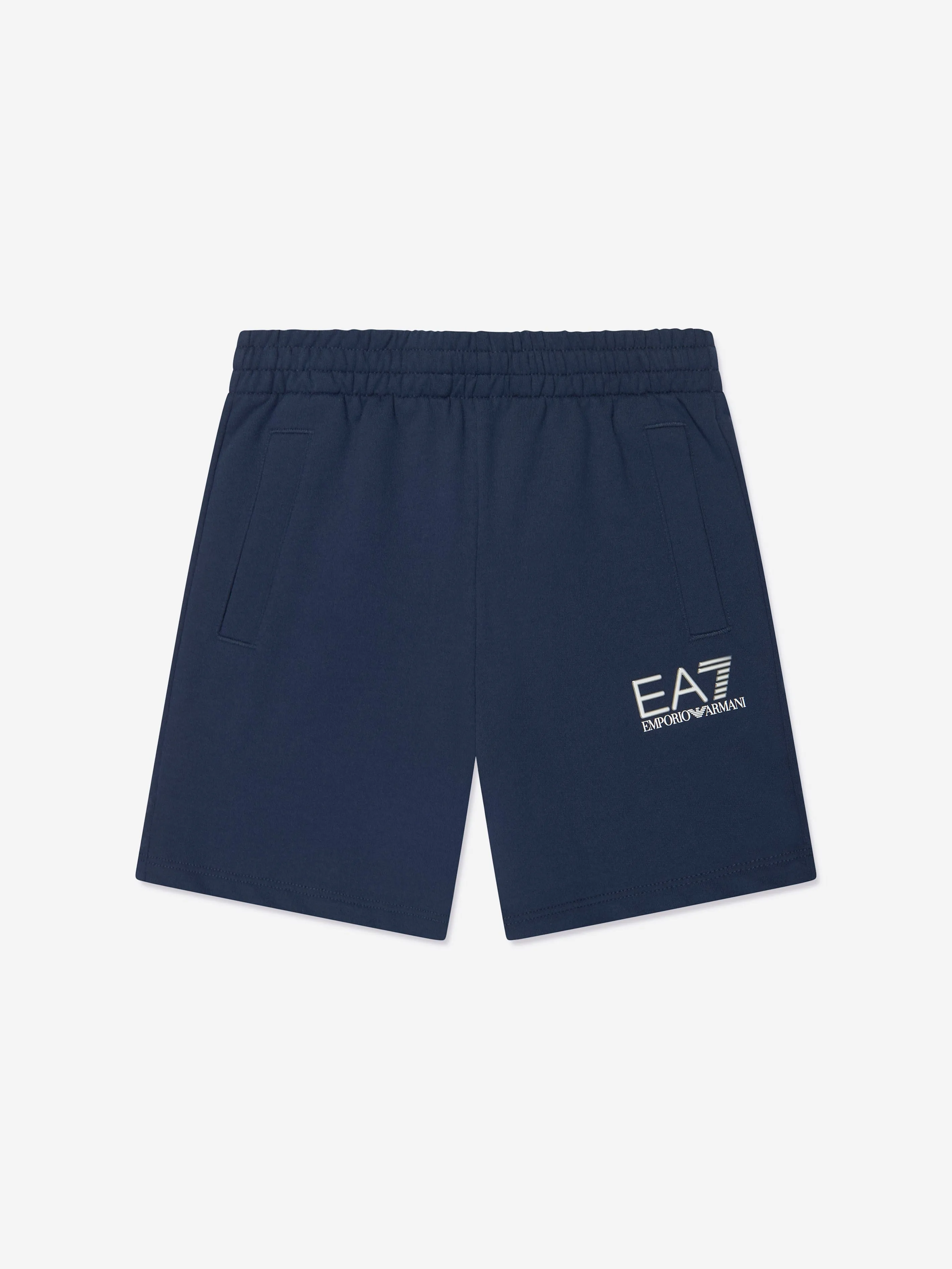 EA7 Emporio Armani Boys Logo Bermuda Shorts in Navy