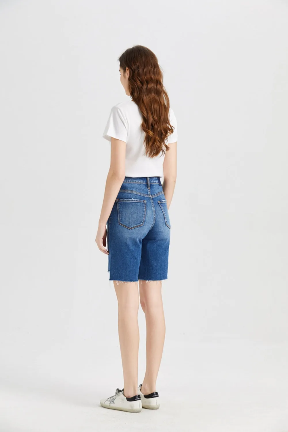 Full Size Super High Rise Denim Bermuda Shorts