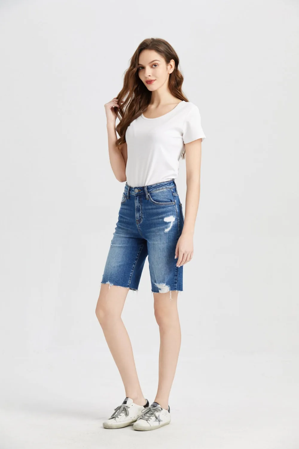 Full Size Super High Rise Denim Bermuda Shorts