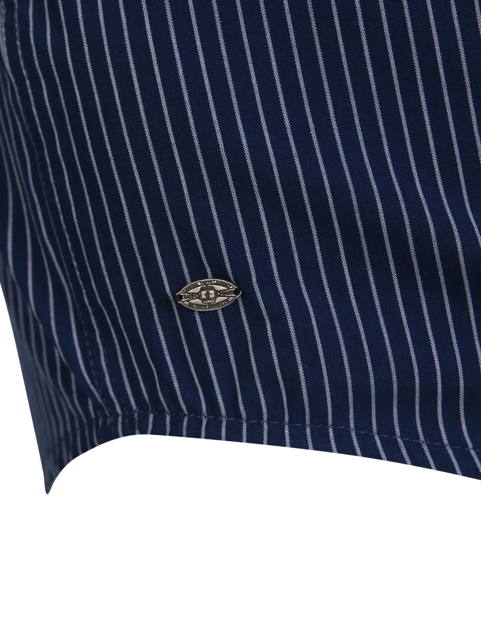 Gambino Pinstripe Shirt in Estate Blue - Tokyo Laundry