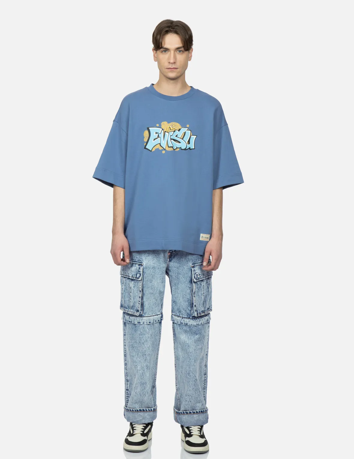 Graffiti Logo Detachable Wide-Leg Denim Jeans