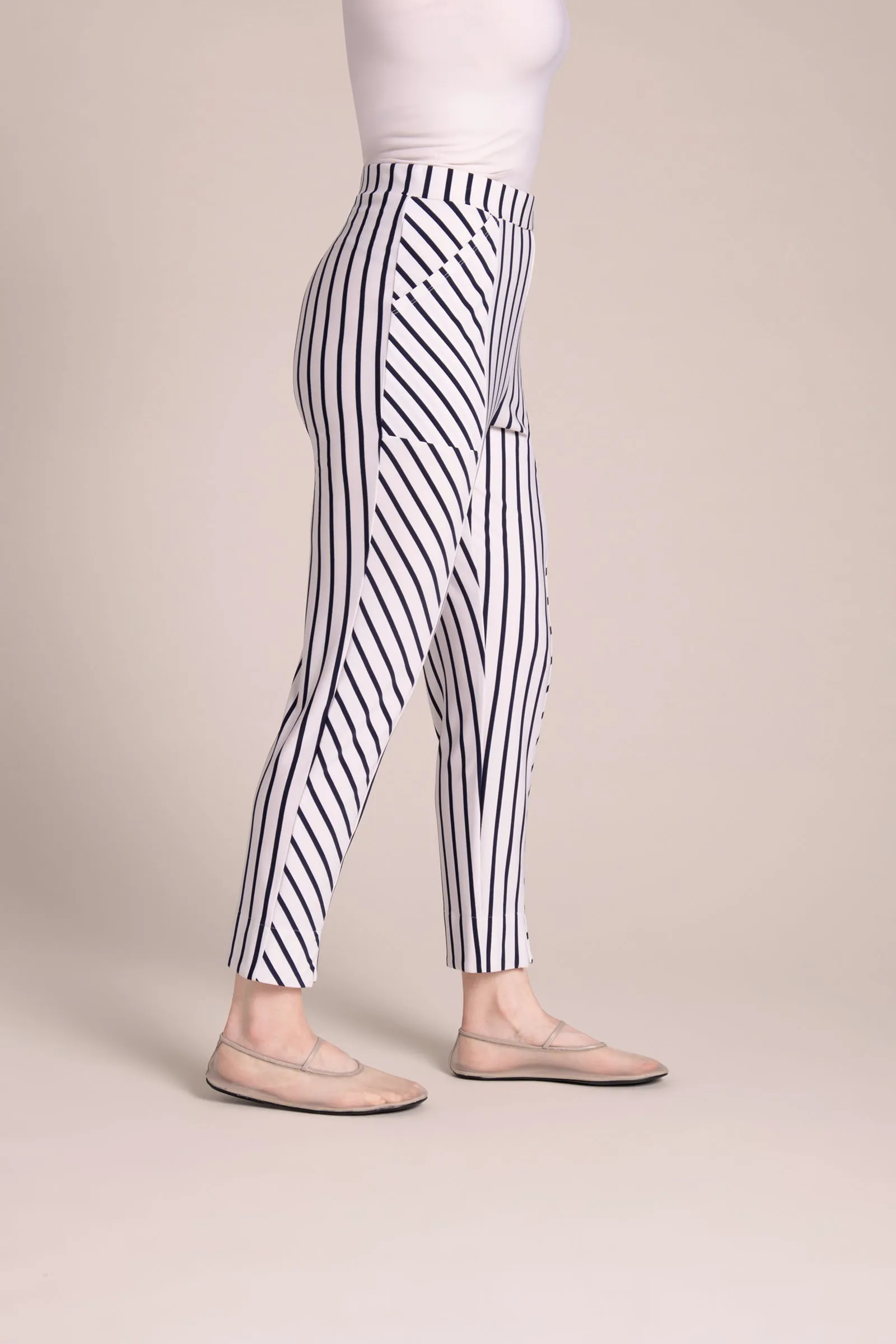 Hepburn Ankle Pant | Navy Stripe