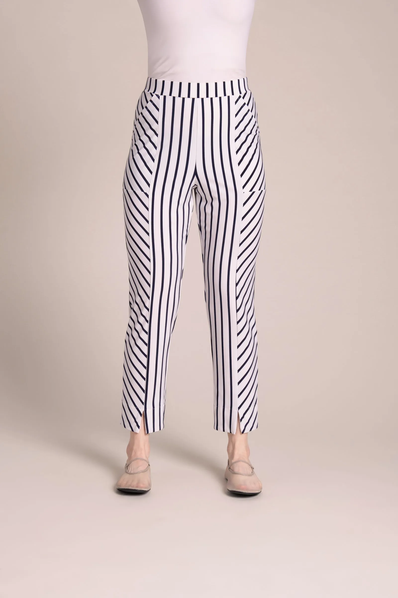 Hepburn Ankle Pant | Navy Stripe