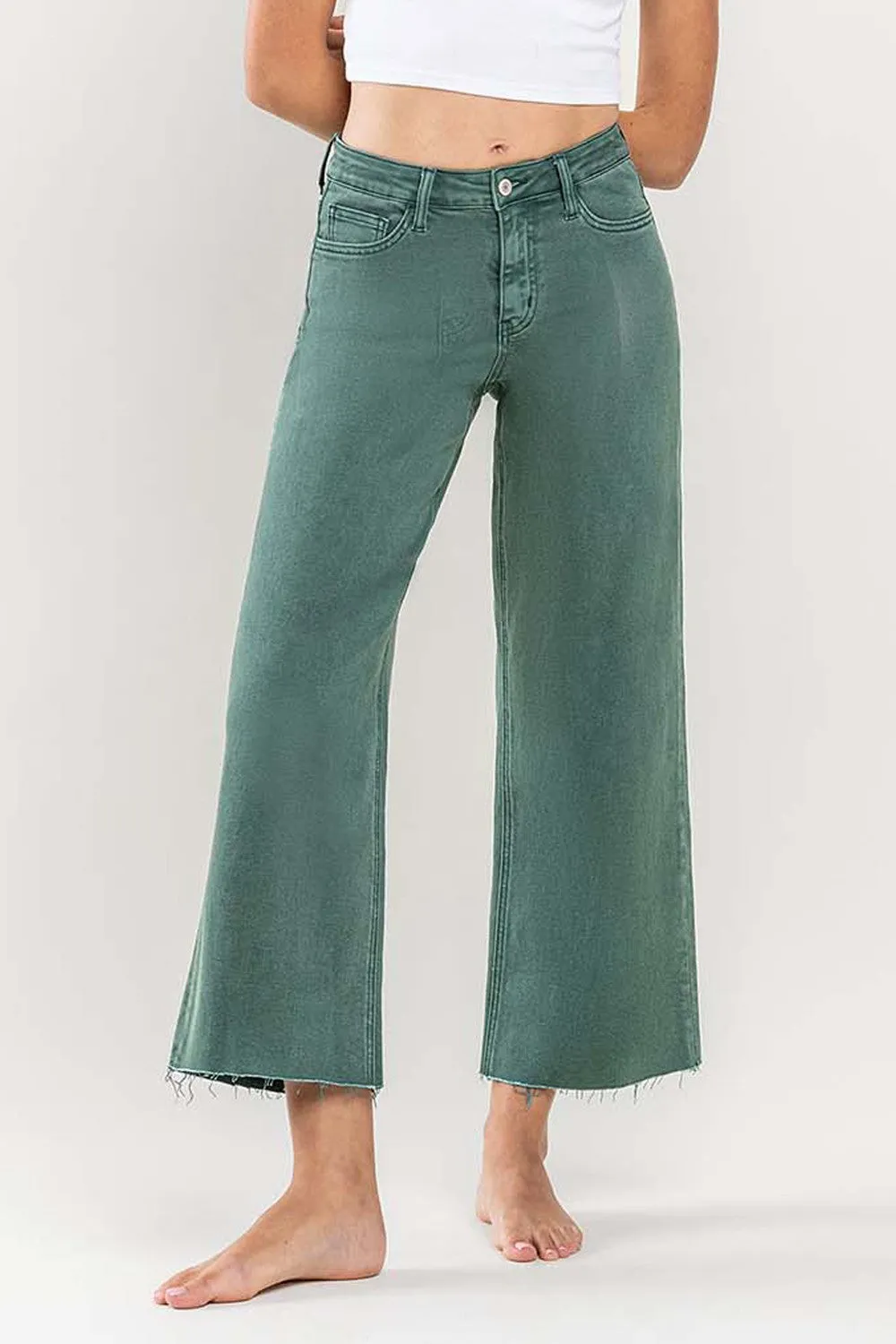 High Rise Crop Wide Leg Jeans