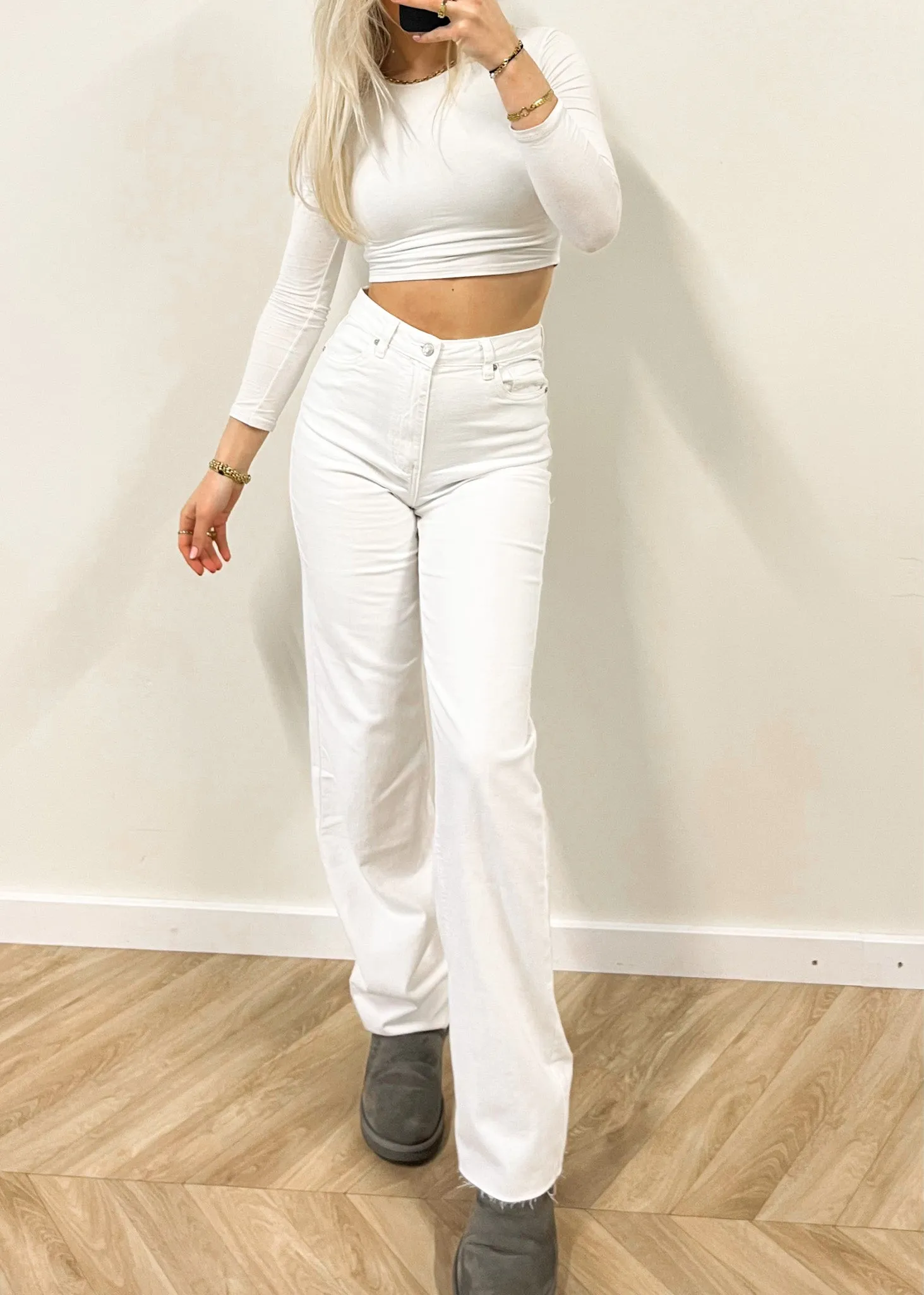 High waist straight leg jeans white (REGULAR)