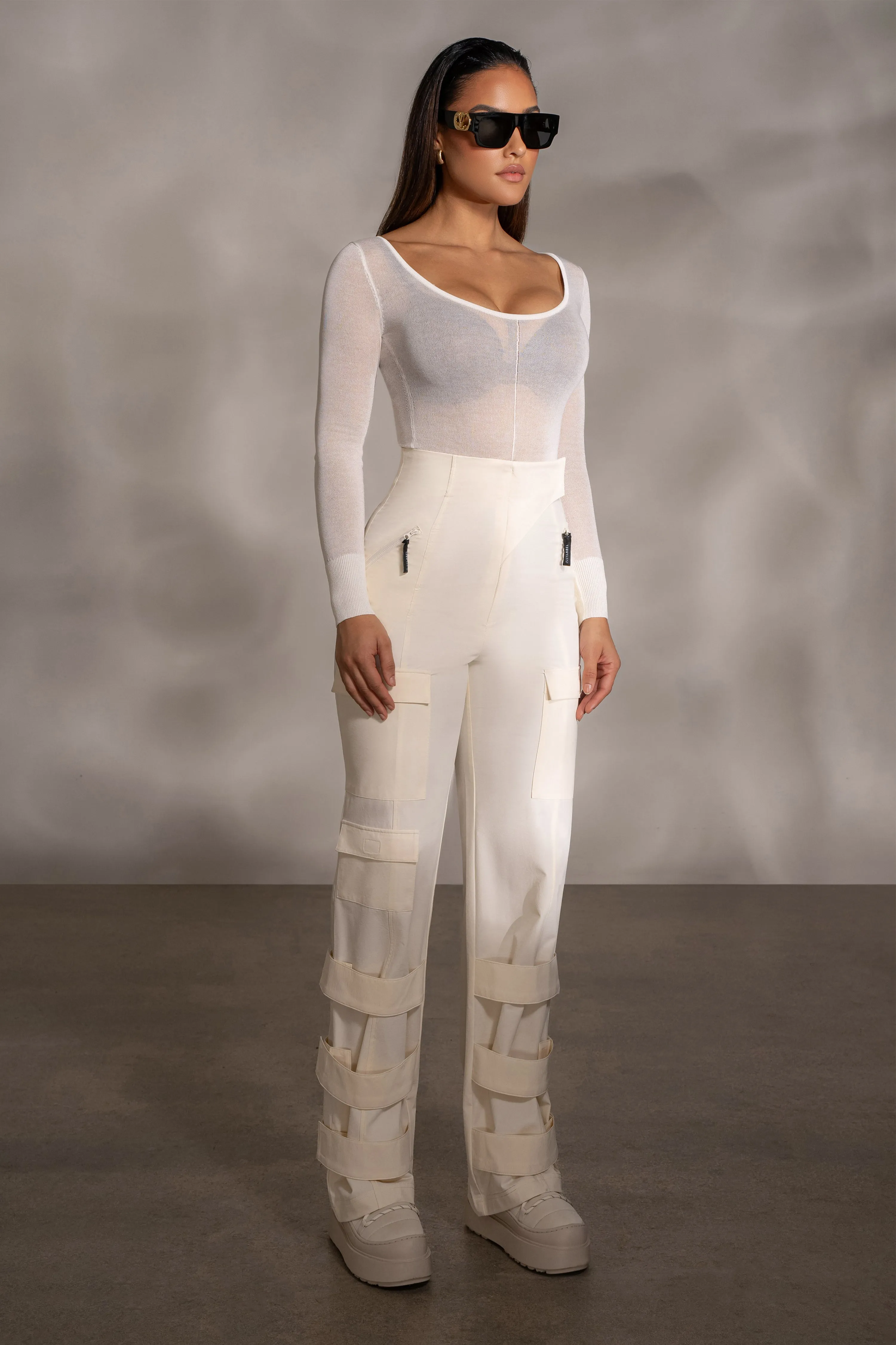 Ivory Nerida Sheer Knit Bodysuit