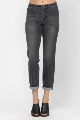 Judy Blue Plus Mid Rise Black Handsand Boyfriend Jean