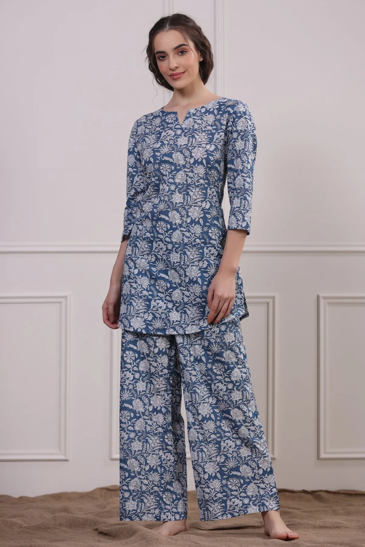 La Palma Blue Palazzo Loungewear Set