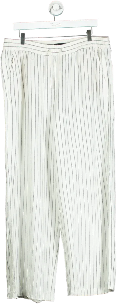 M&S Collection Cream Pinstripe Linen Blend Trousers UK 18