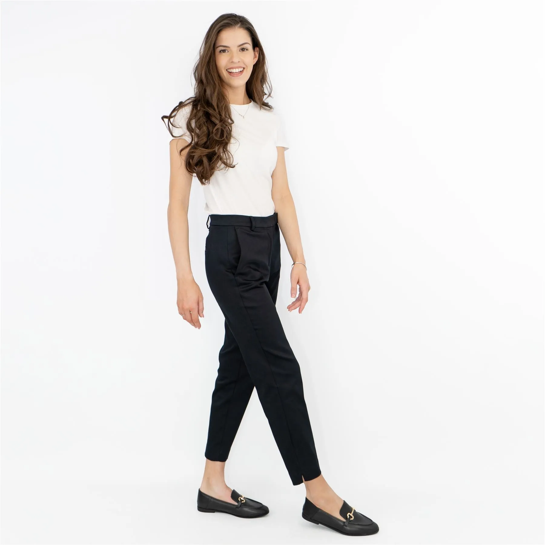 M&S Mia Slim Leg Crop Tapered Black Chino Trousers