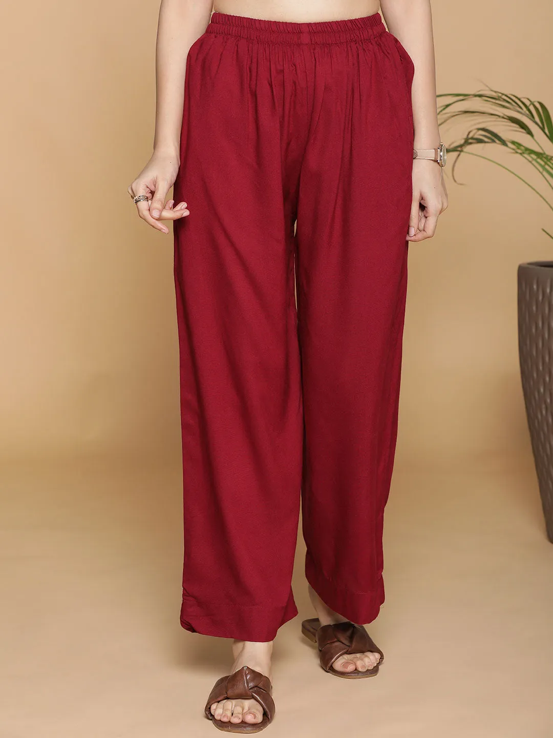 Maroon Palazzo Pants