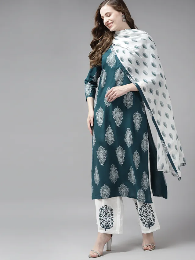 Mauve & Offwhite Printed Dupatta Set