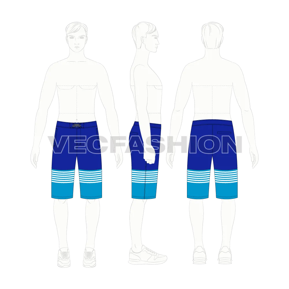 Mens Bermuda Length Board Shorts