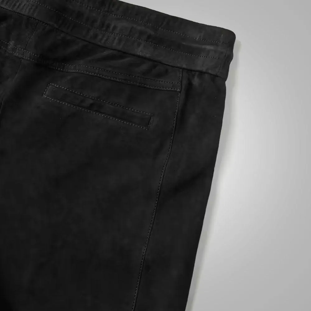 Men's Black Real Sheepskin Leather Jeans Pant