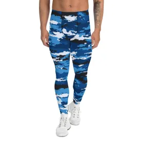 Men's Blue Camo Performance Workout Leggings