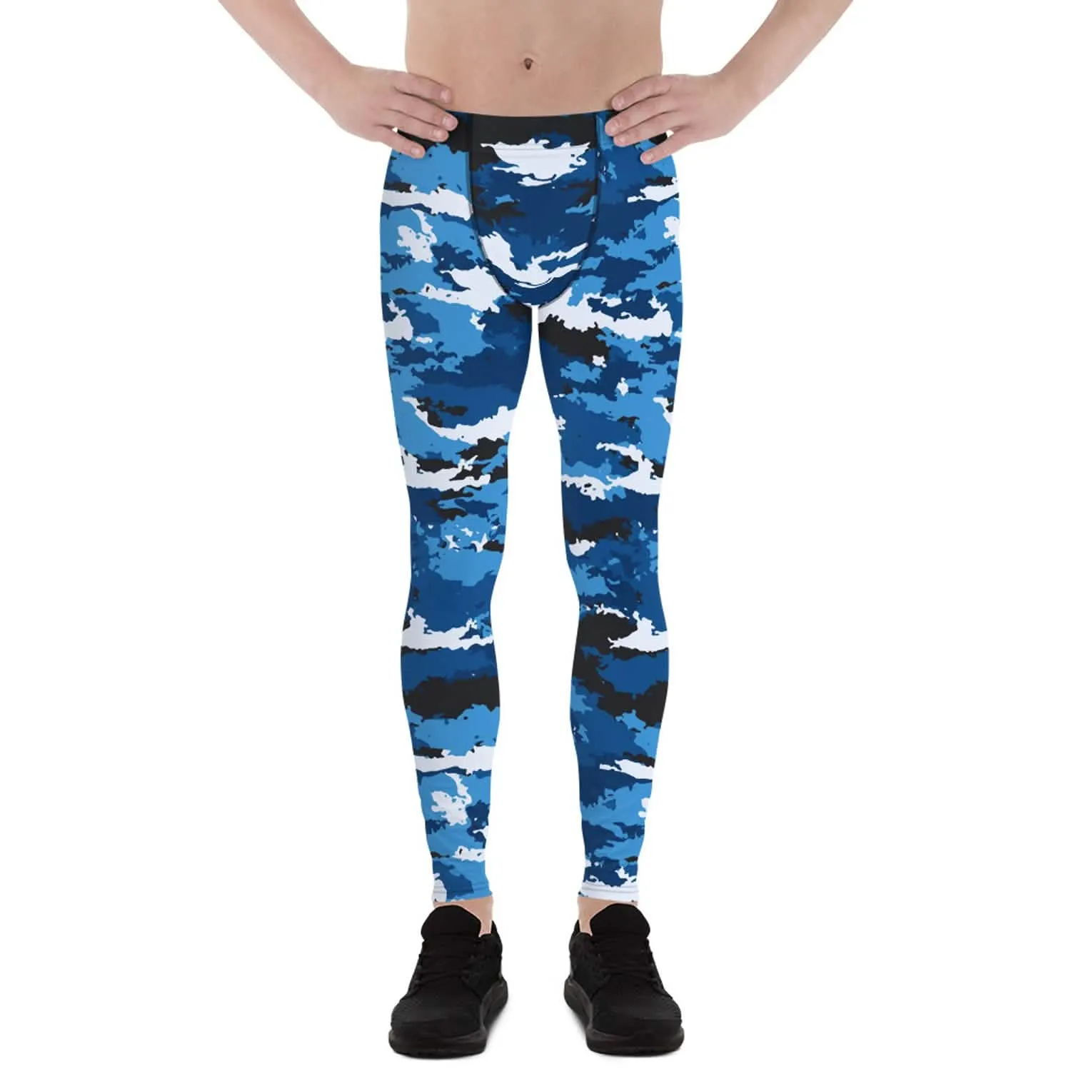 Men's Blue Camo Performance Workout Leggings