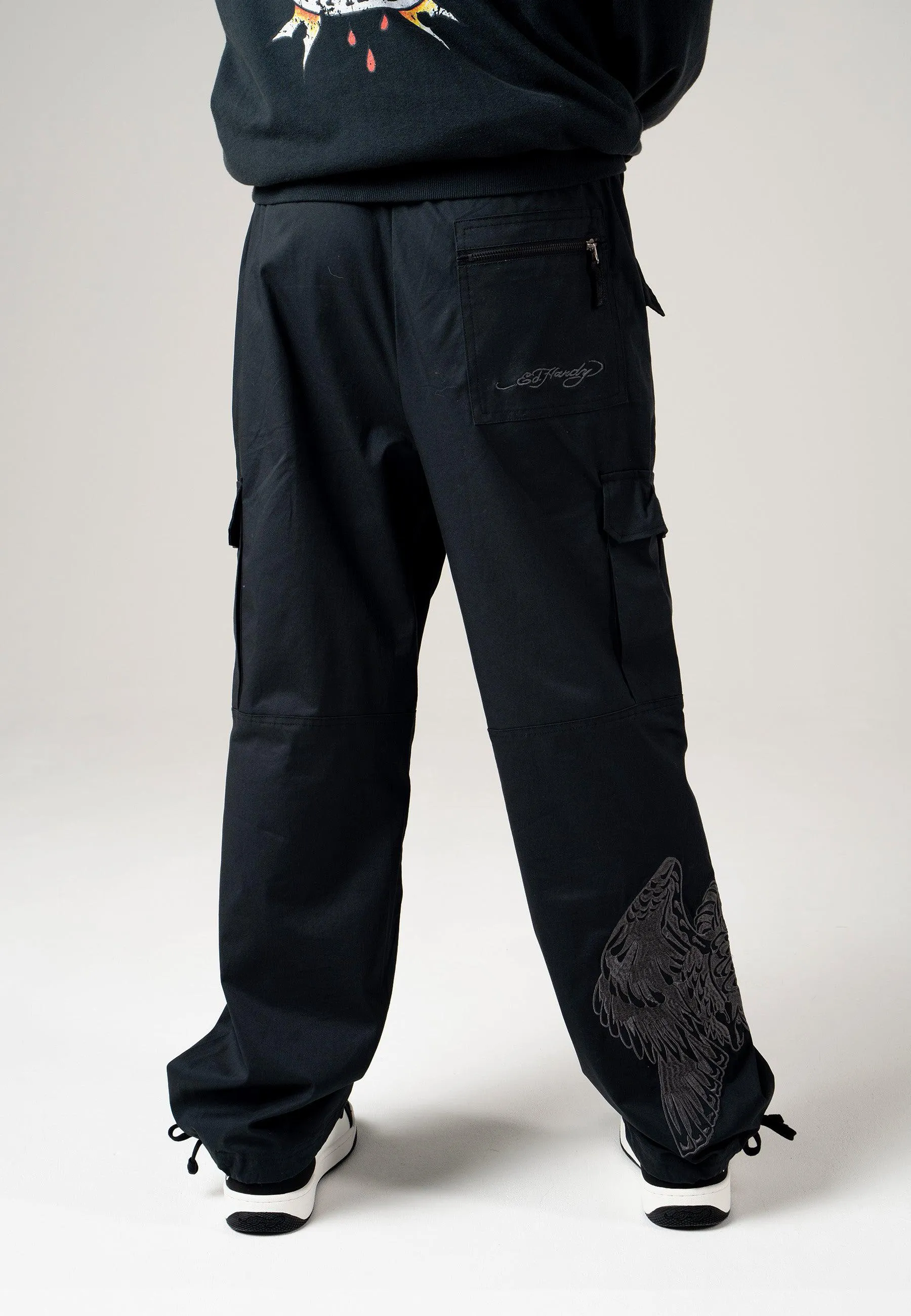 Mens Eagle Swoop Cargo Pants Trousers - Black