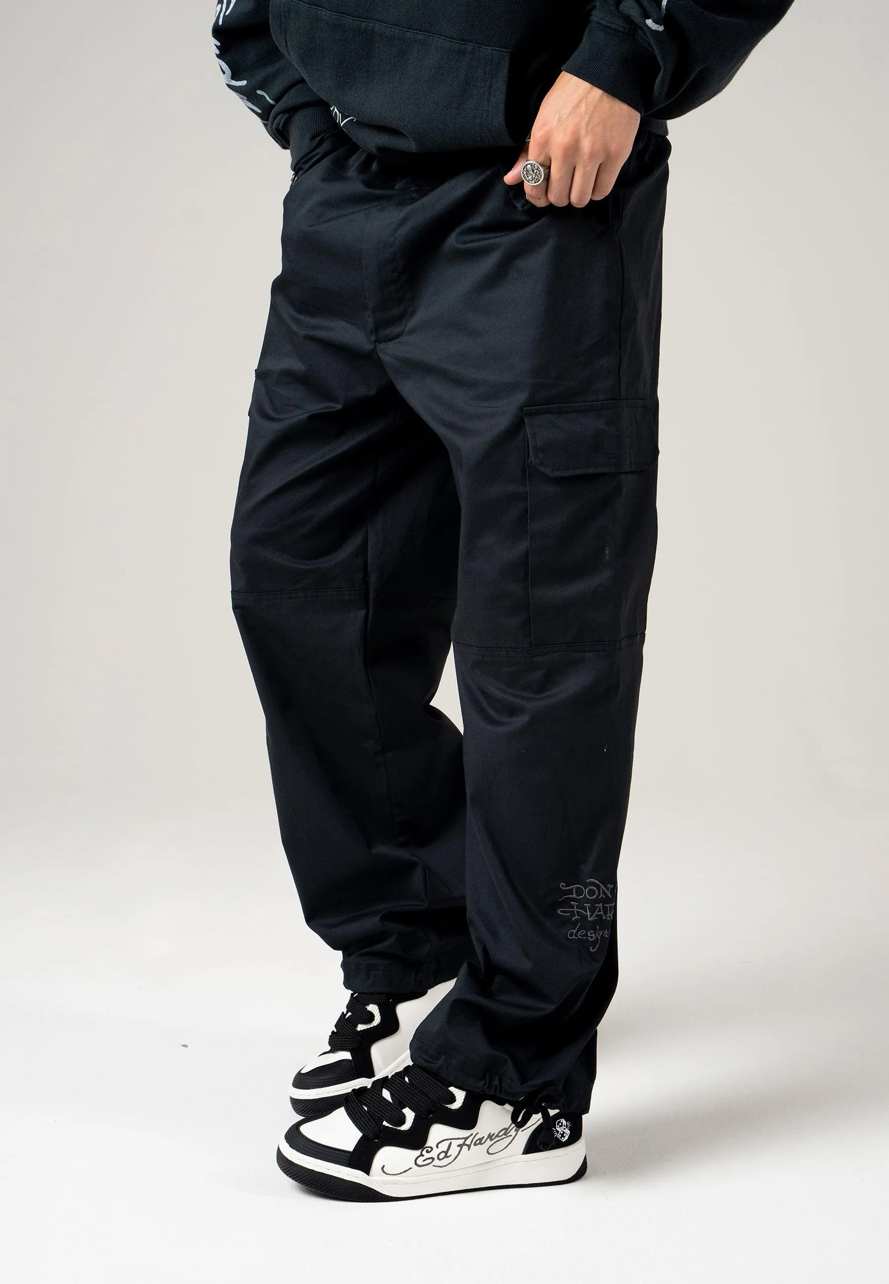 Mens Eagle Swoop Cargo Pants Trousers - Black