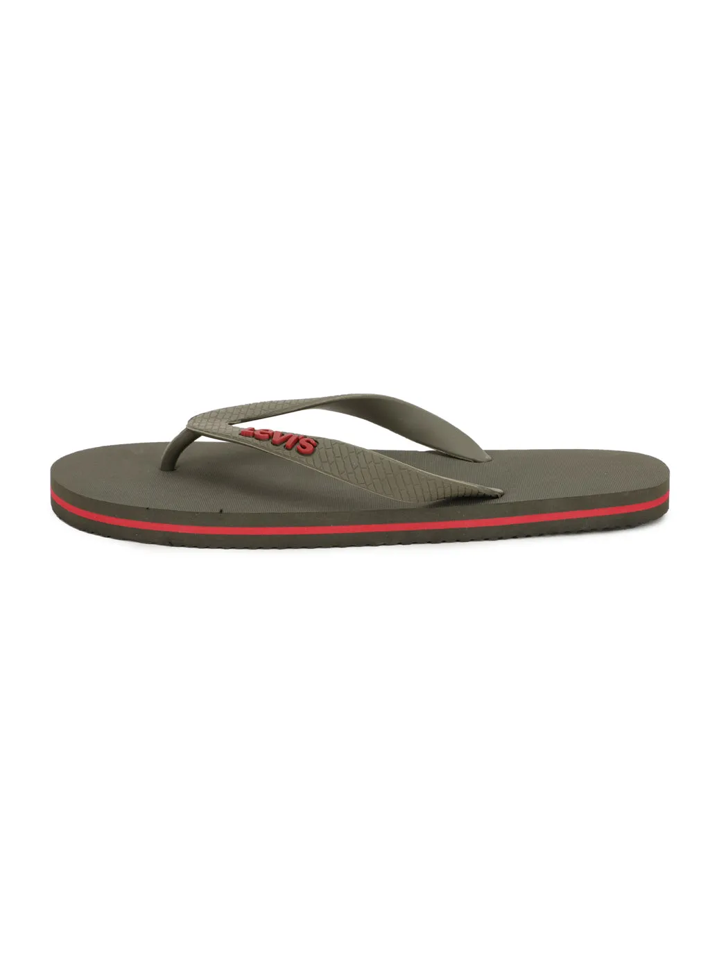 Men's Olive Green Debossed Logo Flip-Flops